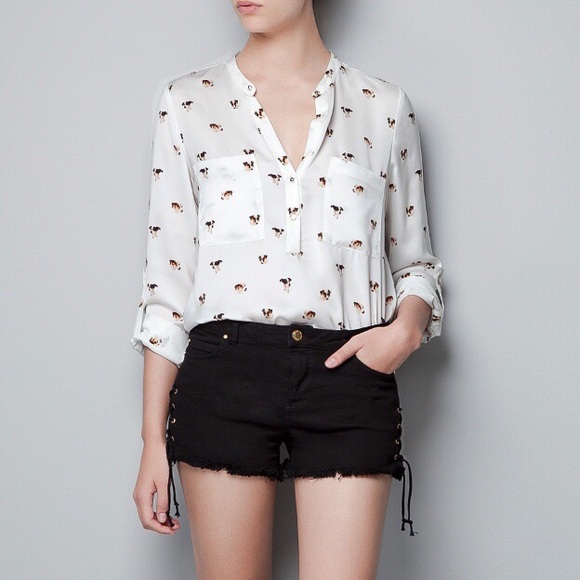 Zara Tops - Zara Dog Print Blouse
